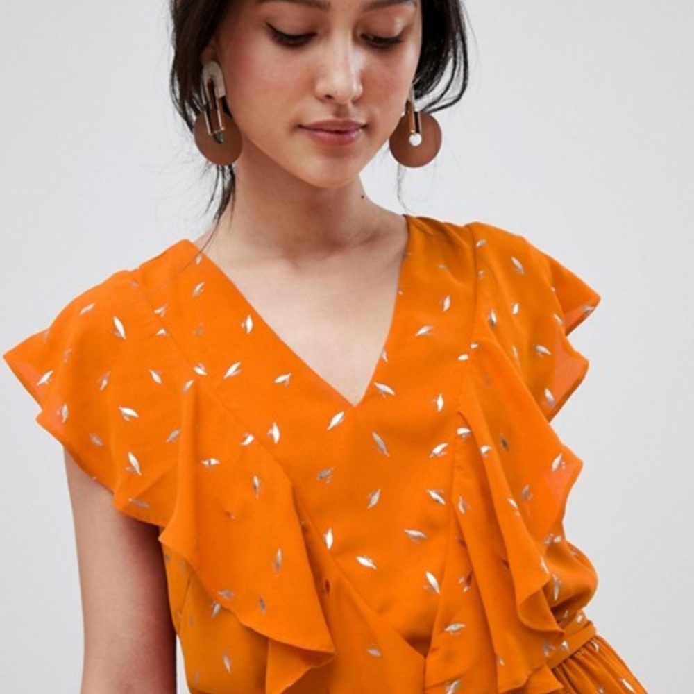 Y.A.S Metallic Print Ruffle Dress - Picture 2 of 4